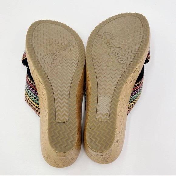 Skechers Cali Size 9 Beverlee Delighted Wedge Vegan Sandals Rainbow Multicolor - Picture 10 of 16